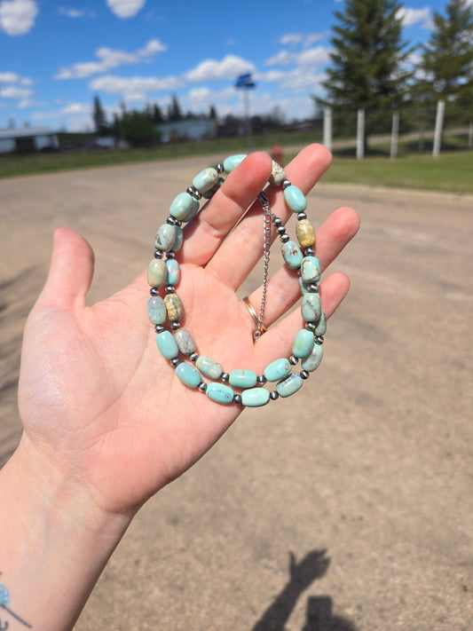 Aqua terrace agate and sterling pearls