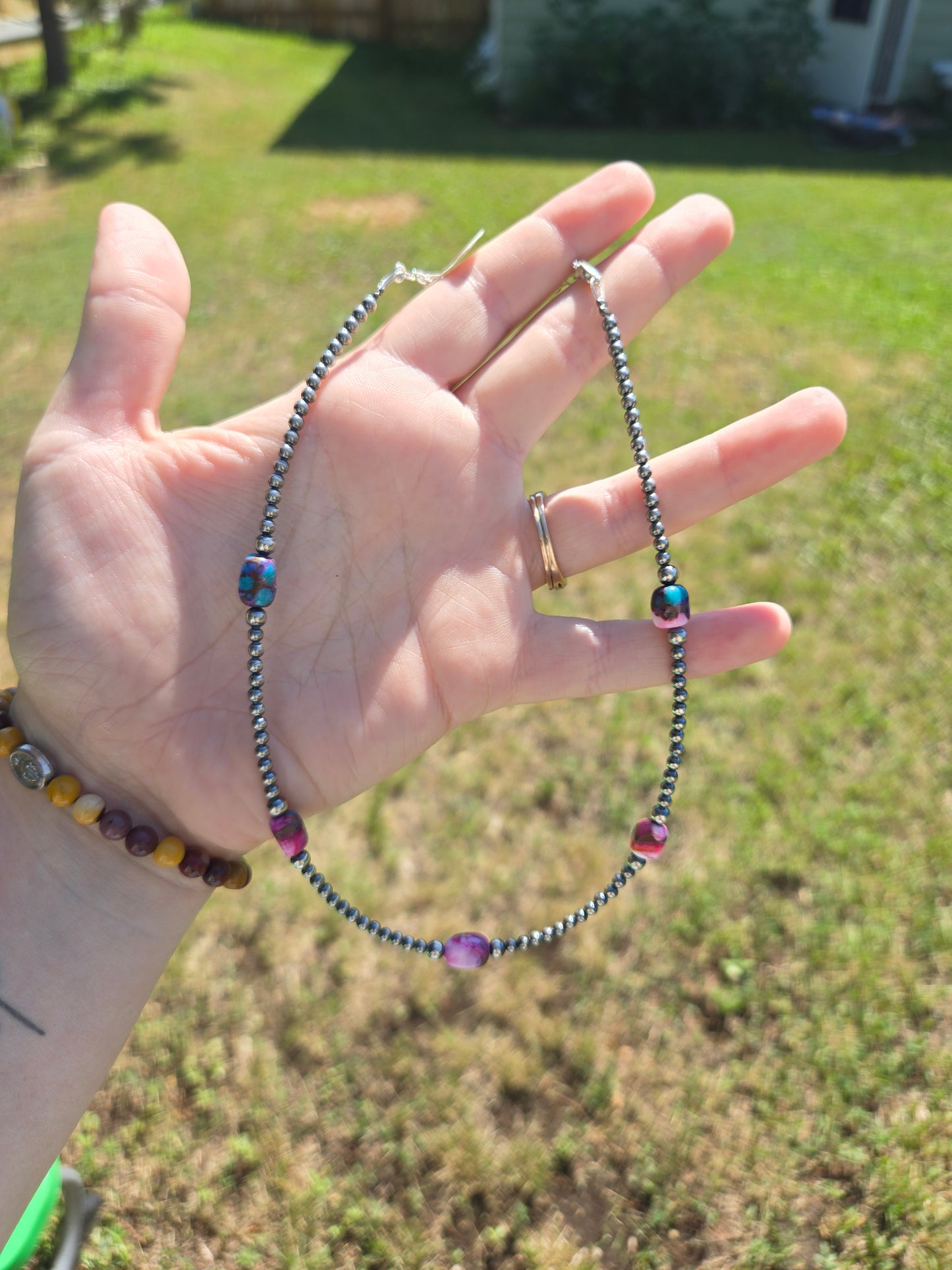 Sterling pearls and turquoise