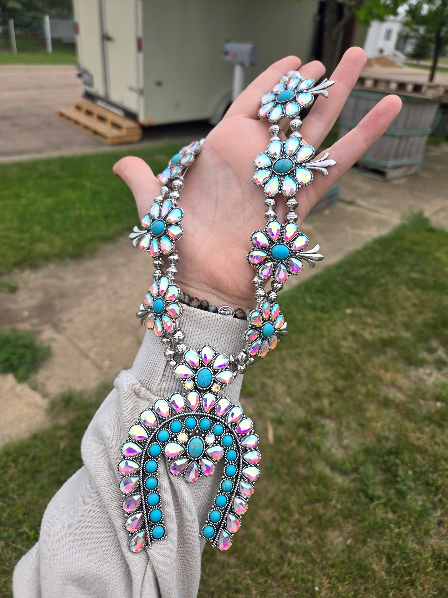 Turquoise and crystal squash