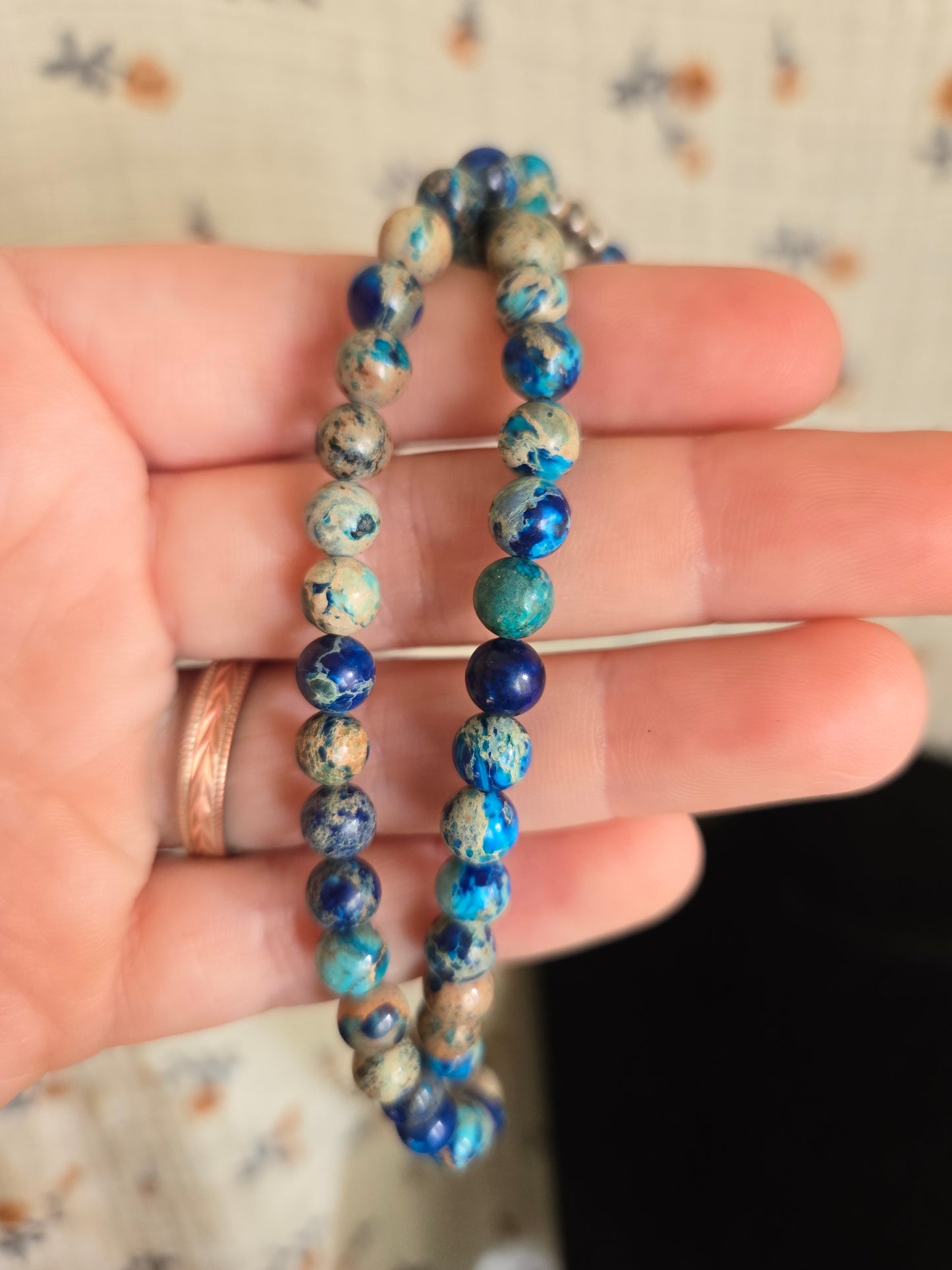 Sea sediment jasper and sterling pearls