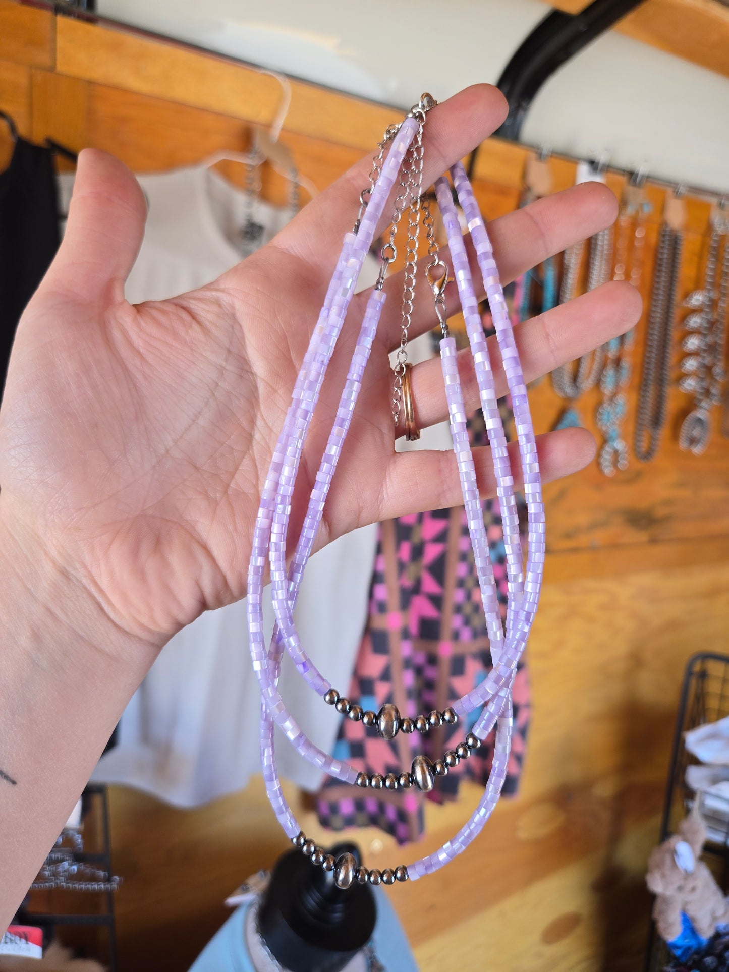 Purple and sterling pearls