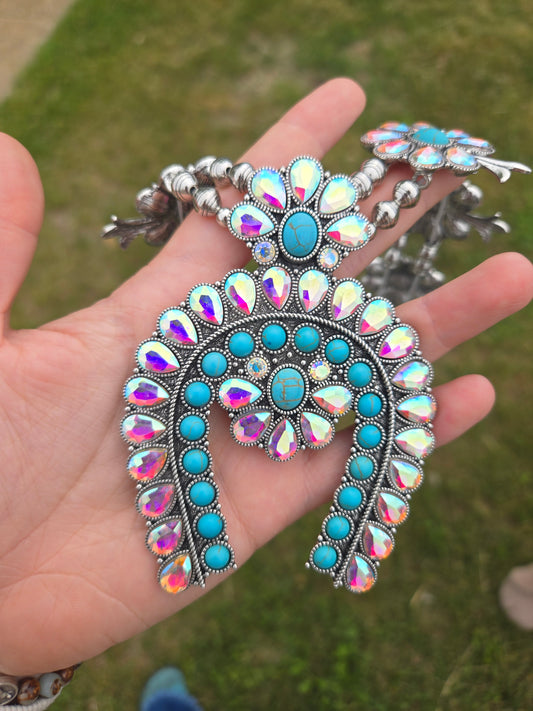 Turquoise and crystal squash