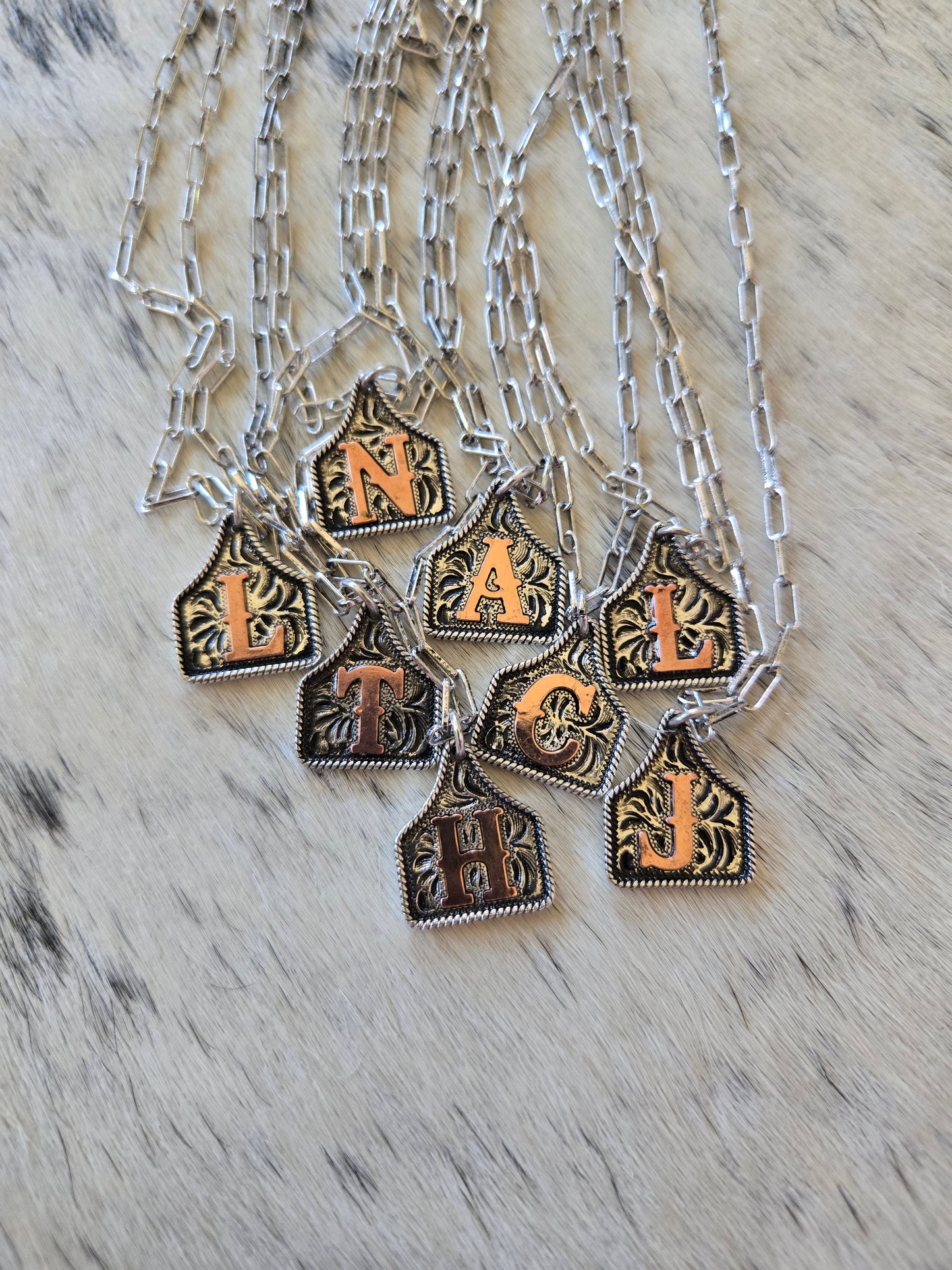 2 toned initial necklaces
