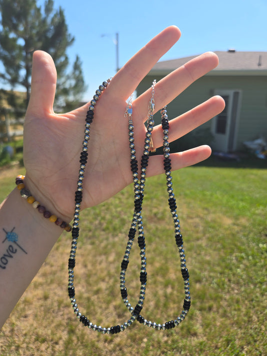 Sterling pearls and black onyx