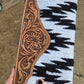 Aztec fabric and leather clutch
