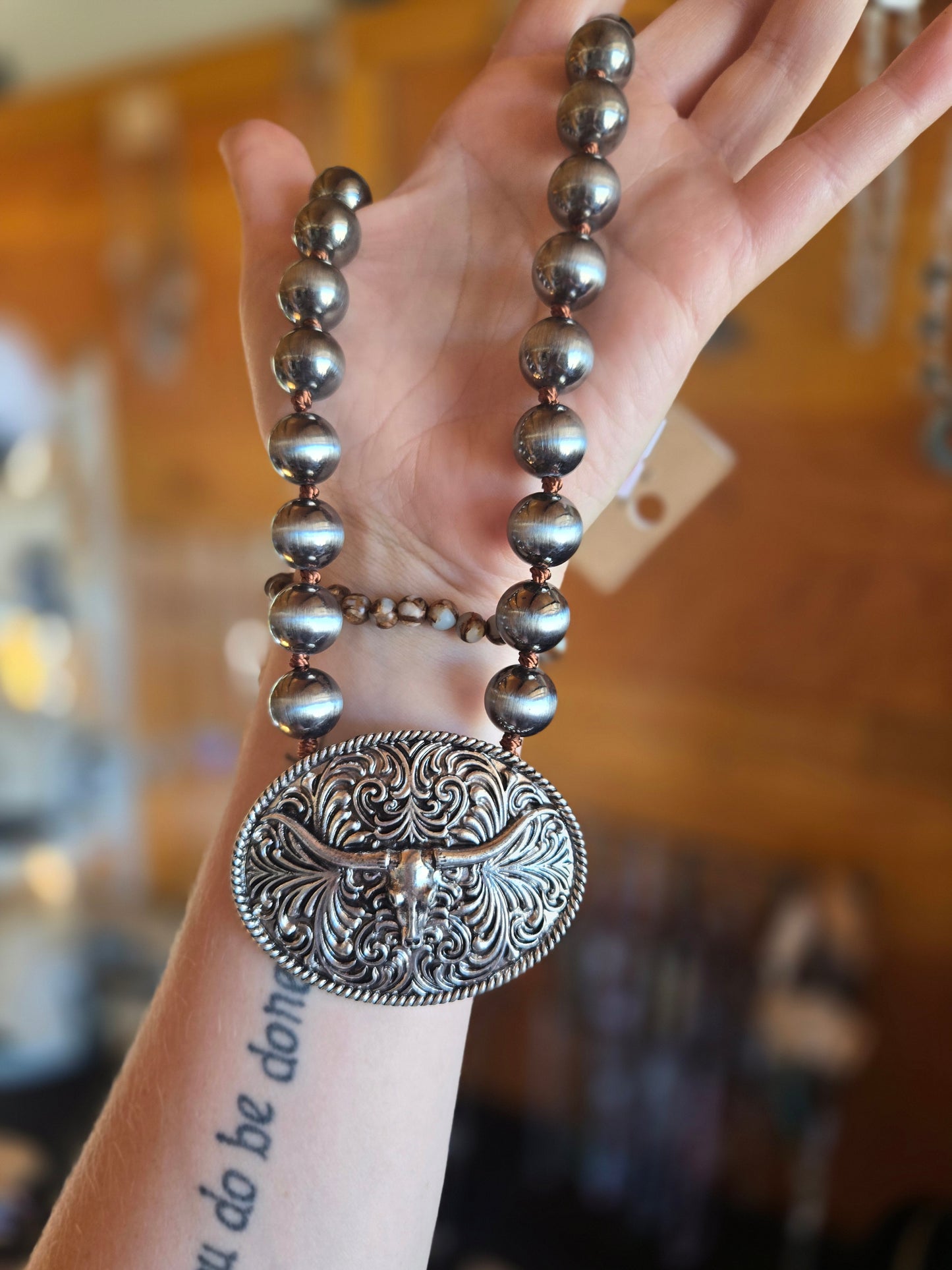 Longhorn buckle necklace