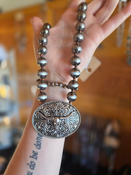 Longhorn buckle necklace