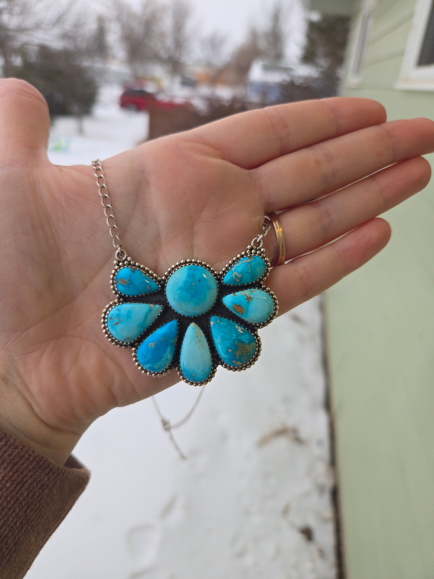 Sterling silver Blue bird turquoise necklace