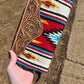 Aztec fabric and leather clutch wallet