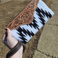 Aztec fabric and leather clutch