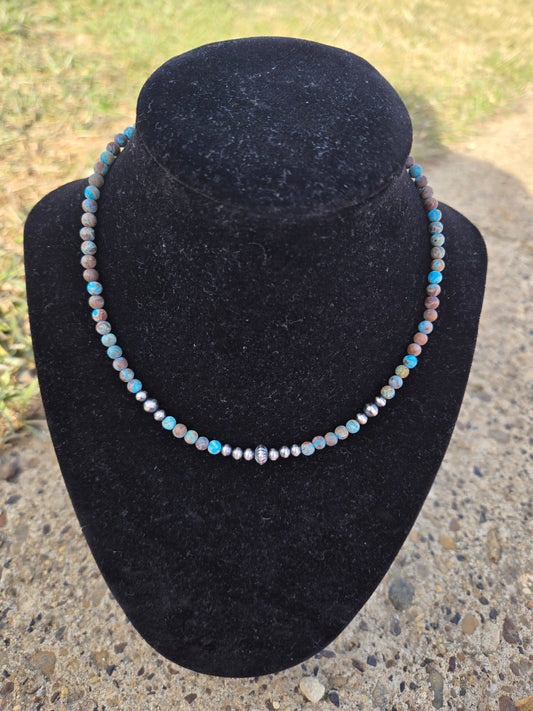 Rainbow calsilcia and sterling pearls