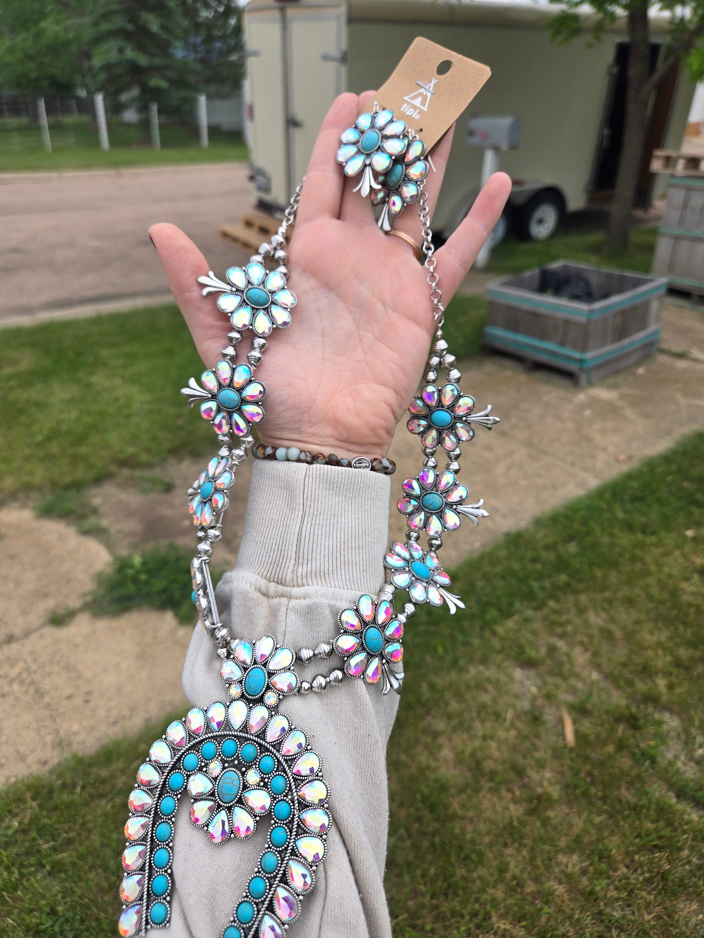 Turquoise and crystal squash