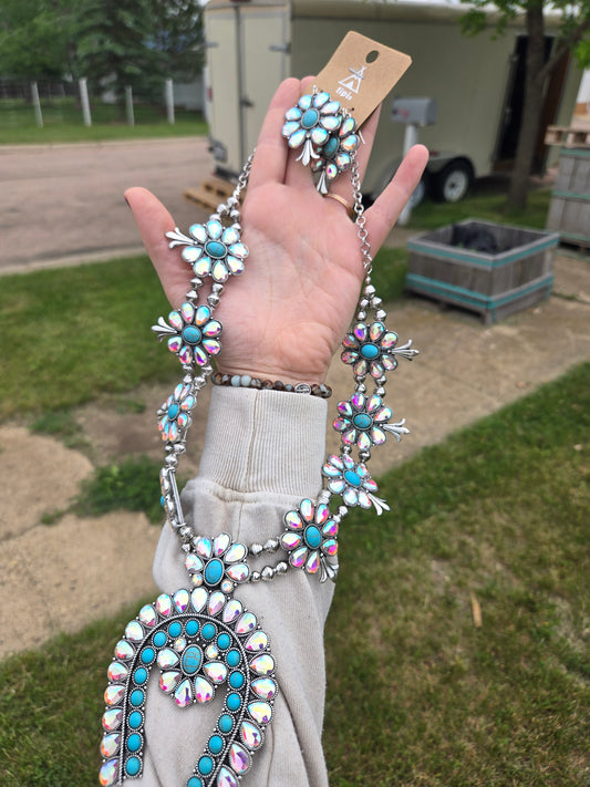 Turquoise and crystal squash