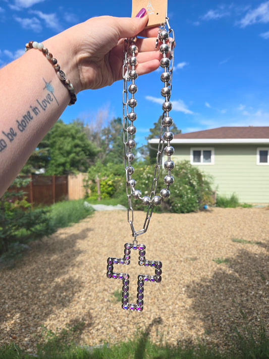 Cross gem necklace