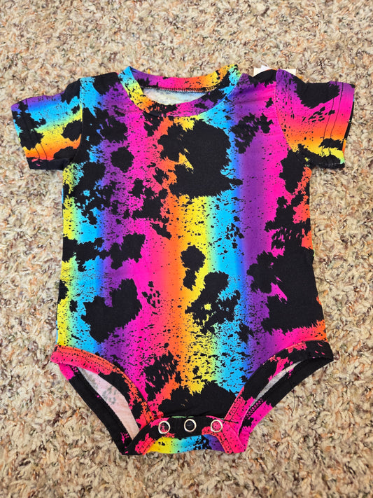 Rainbow cow print Onesie