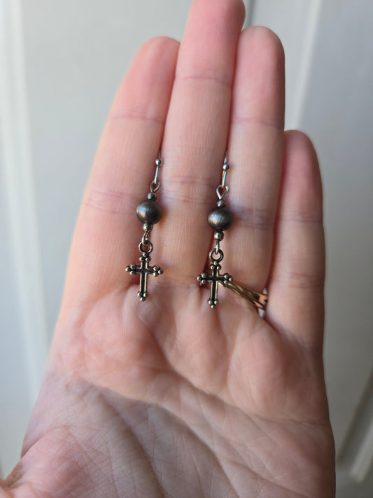 Mini cross earrings