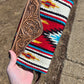 Aztec fabric and leather clutch wallet