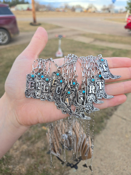 Boot initial necklace
