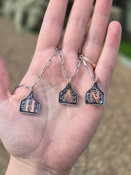 2 toned initial necklaces