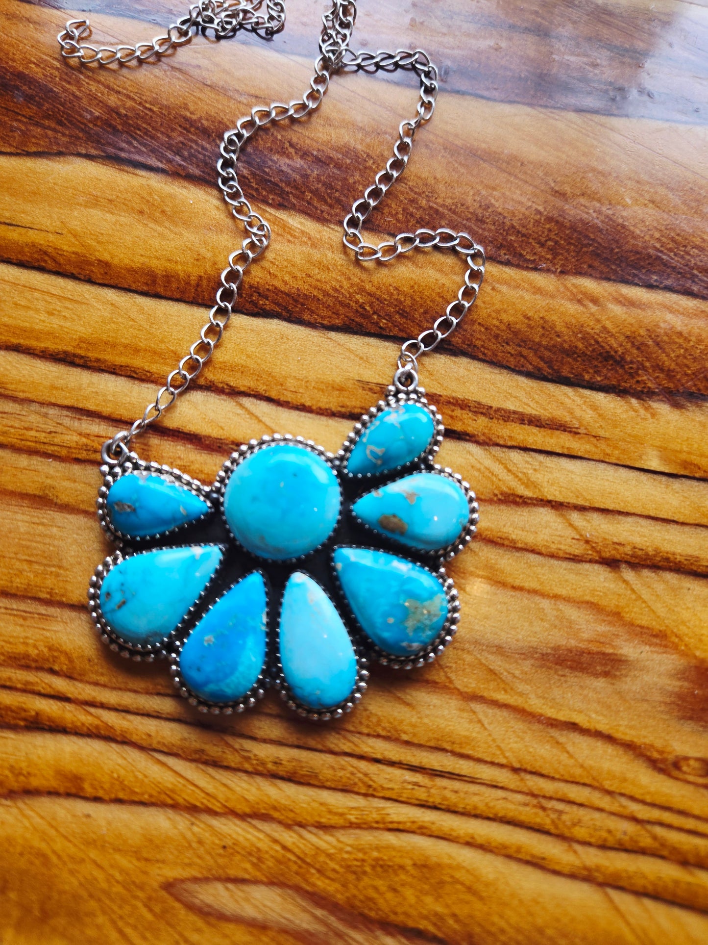 Sterling silver Blue bird turquoise necklace