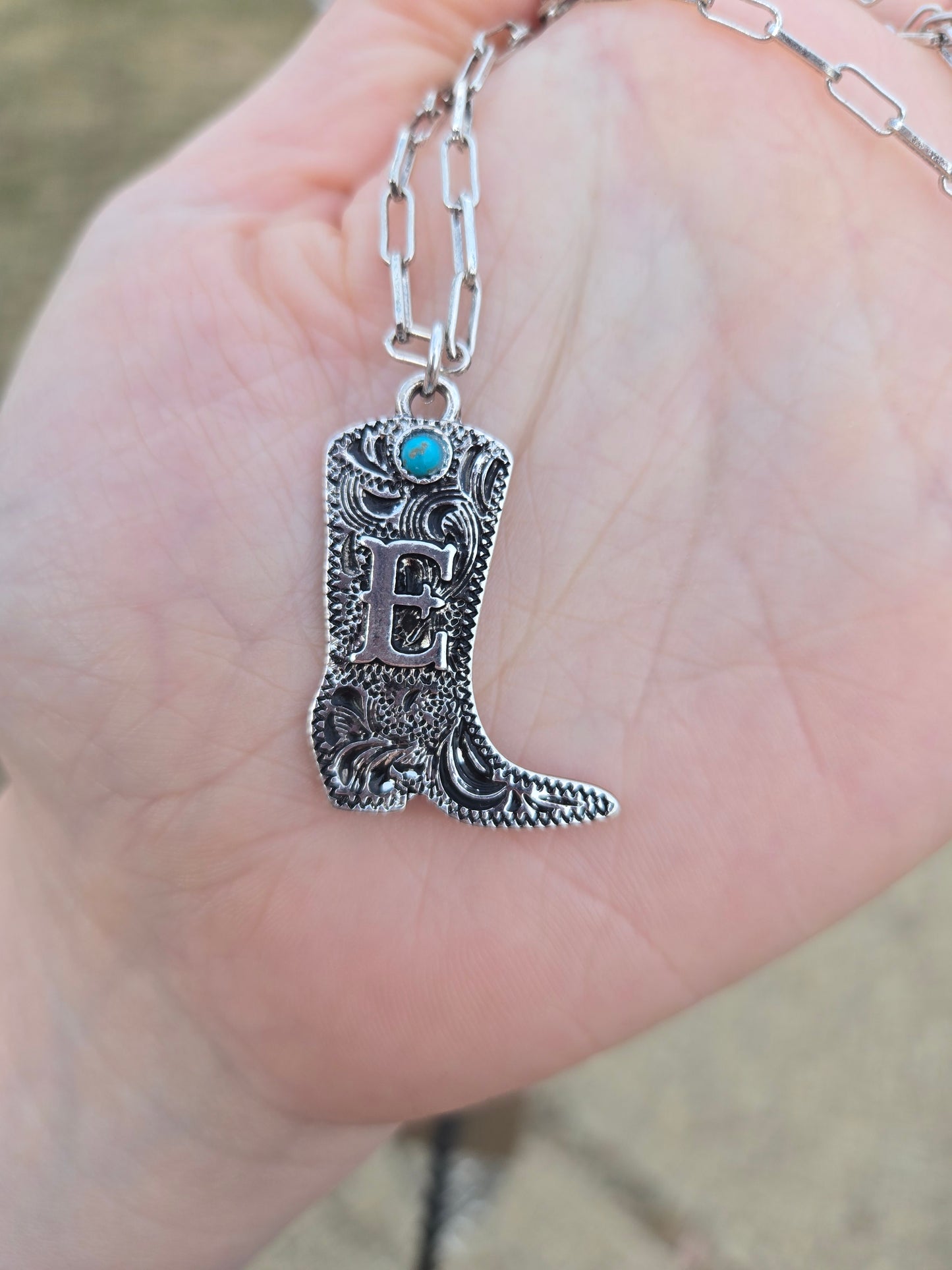 Boot initial necklace