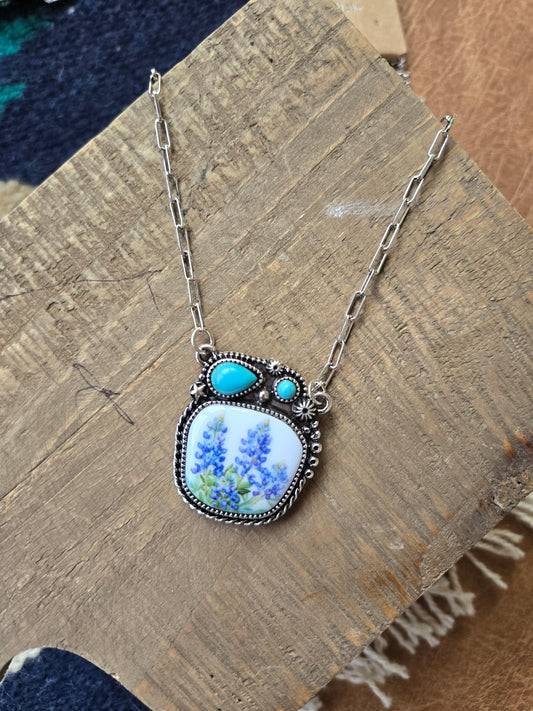 Blue bonnet necklace