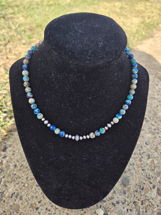 Sea sediment jasper and sterling pearls