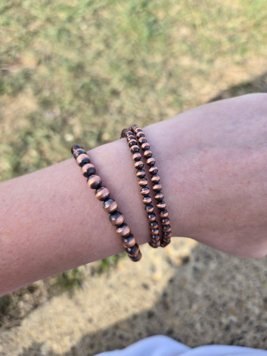 Copper pearl bracelets