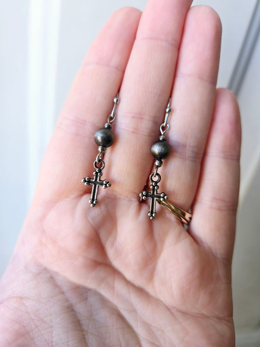 Mini cross earrings