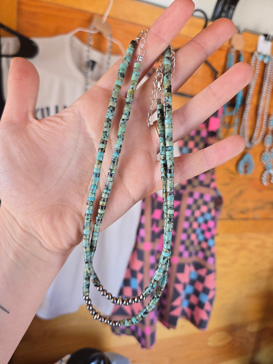 African turquoise and sterling pearls