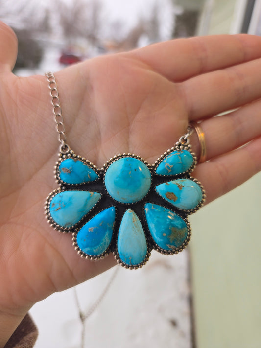 Sterling silver Blue bird turquoise necklace