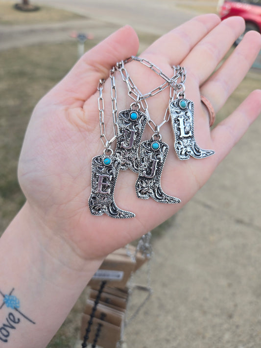 Boot initial necklace