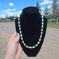 Aqua terrace agate and sterling pearls