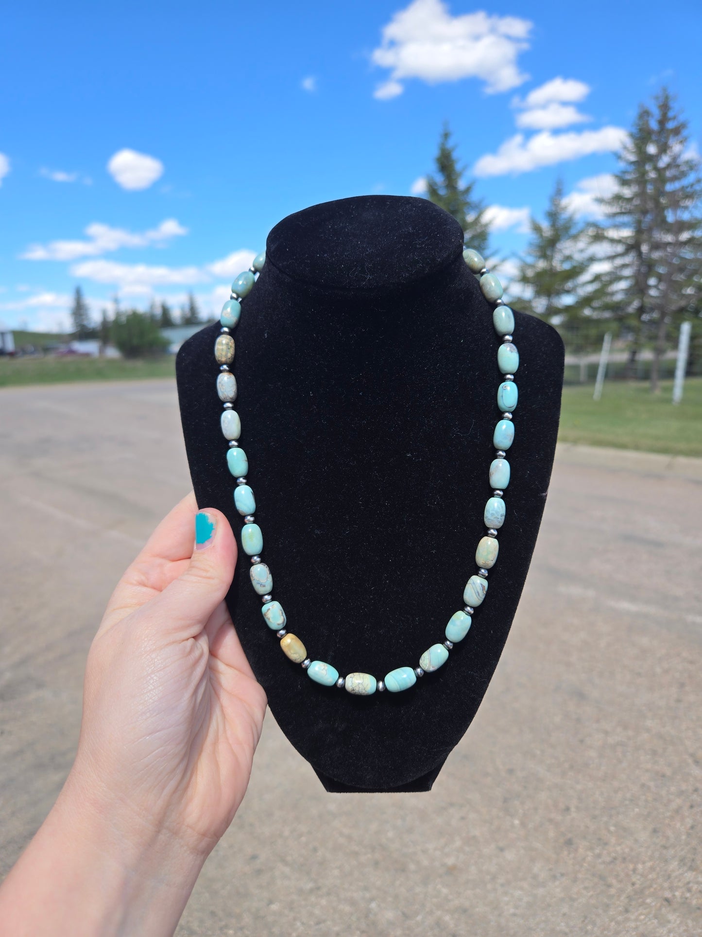 Aqua terrace agate and sterling pearls